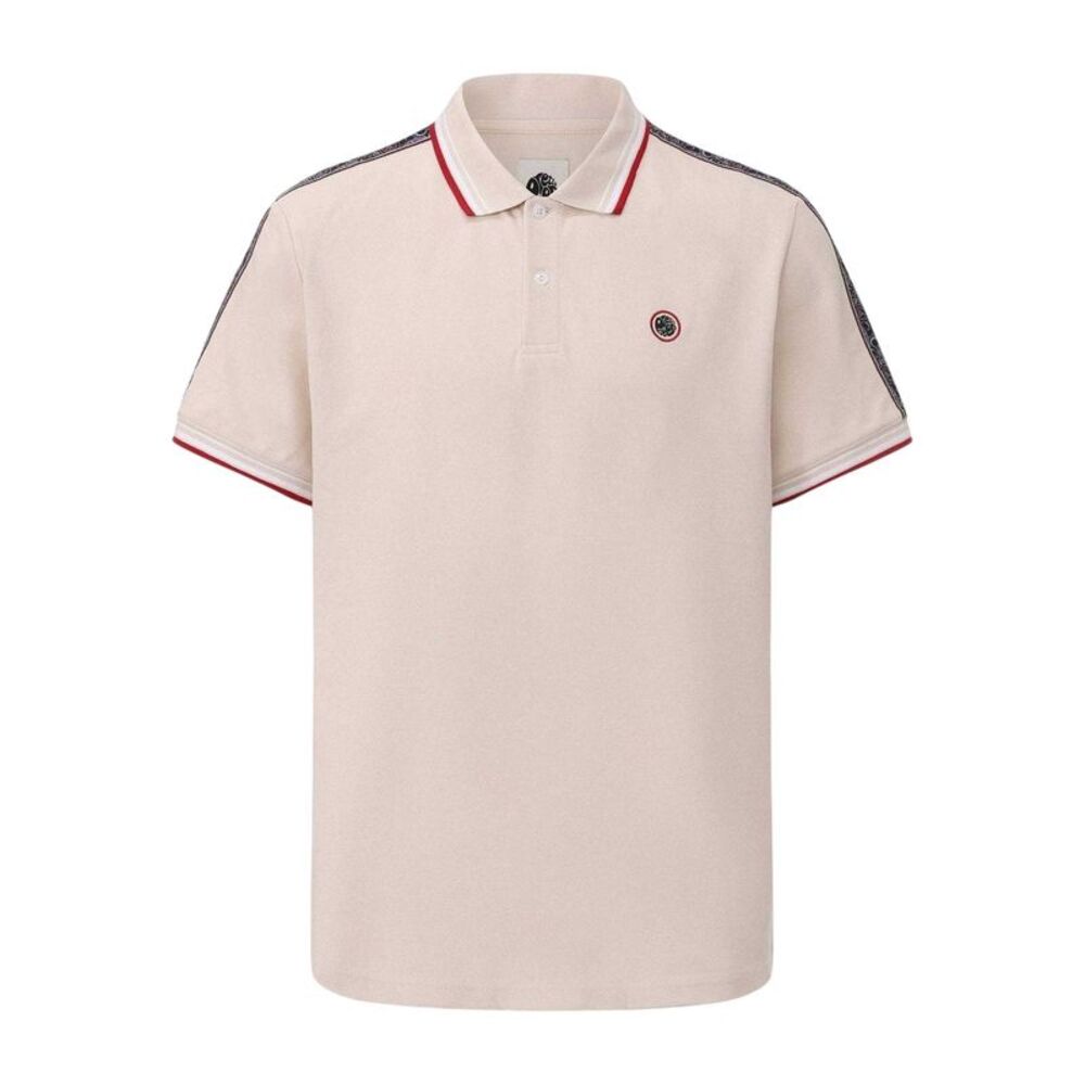 Pretty Green Mens Logo Taped Polo Shirt / Stone